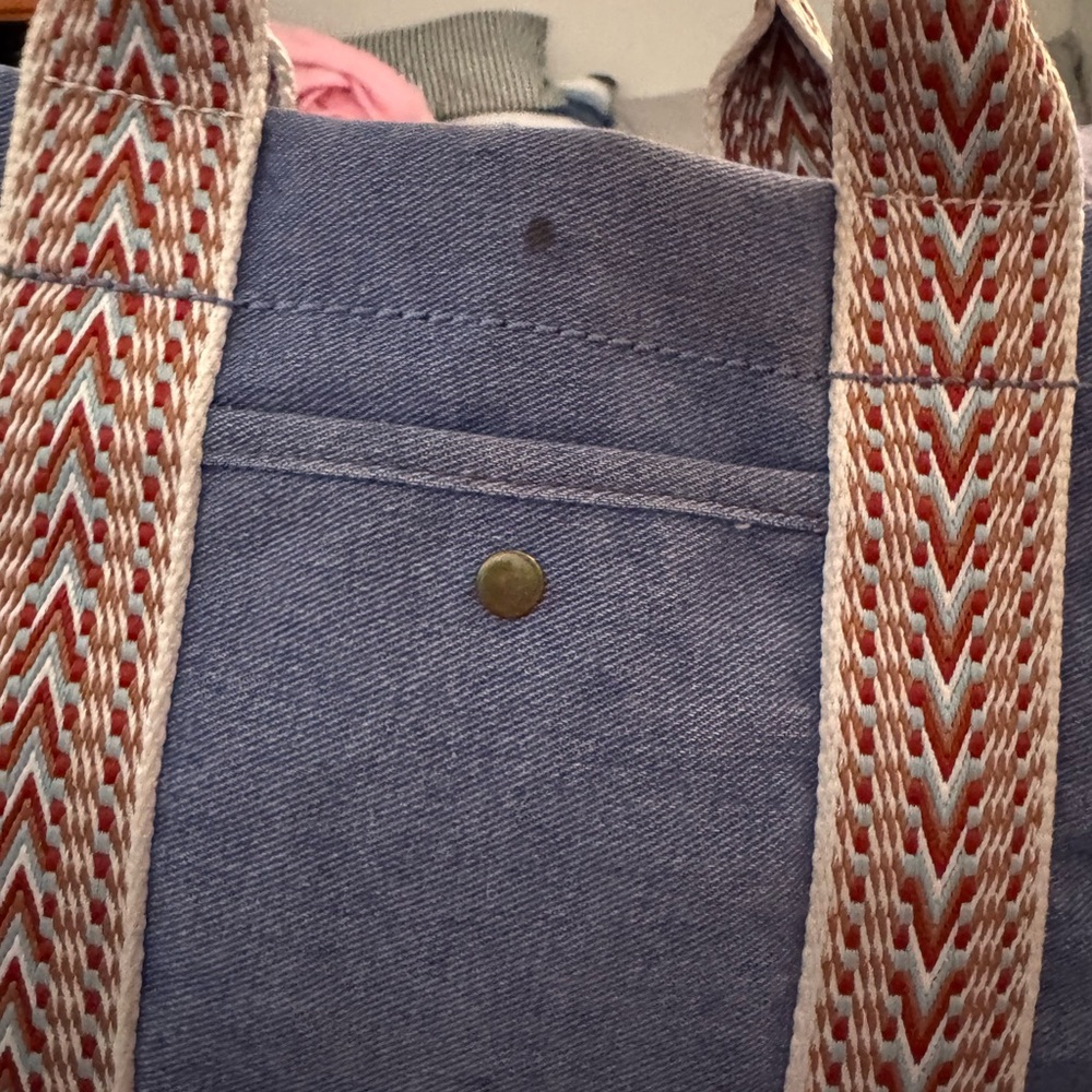 a.n.a Blue and Red Backpack with Patterned Straps